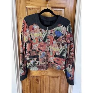 Aventures Toiles Y2k Art to Wear 90s Rainbow Cropped Zip Jacket Size 42 US Sm